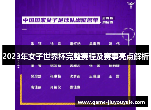 2023年女子世界杯完整赛程及赛事亮点解析