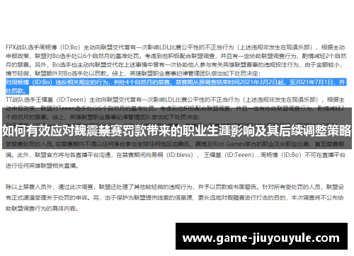 如何有效应对魏震禁赛罚款带来的职业生涯影响及其后续调整策略